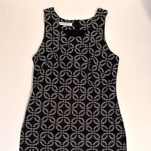 Evan Picone black and white mod pattern midi dress
